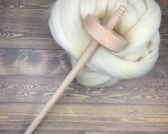 Top Whorl Drop Spindle and Wool Roving set