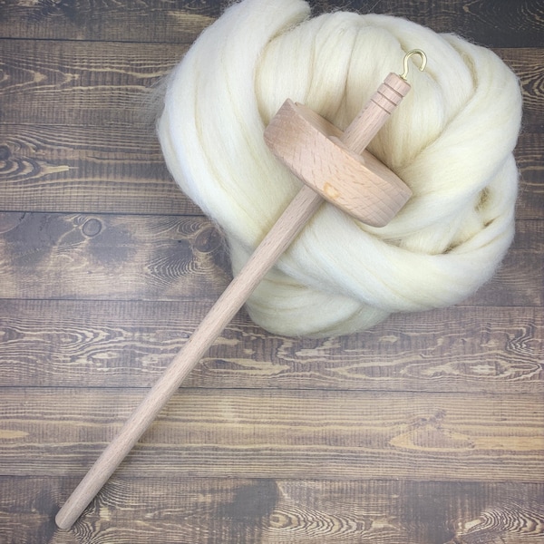 Top Whorl Drop Spindle and Wool Roving set