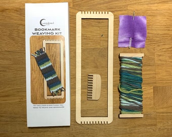 Bookmark Weaving loom Kit- wood- green