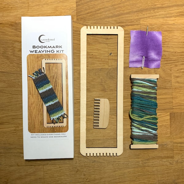 Bookmark Weaving loom Kit- wood- green