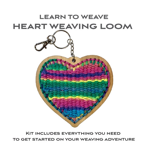 Heart Weaving loom Kit - Learn to Weave - Rainbow