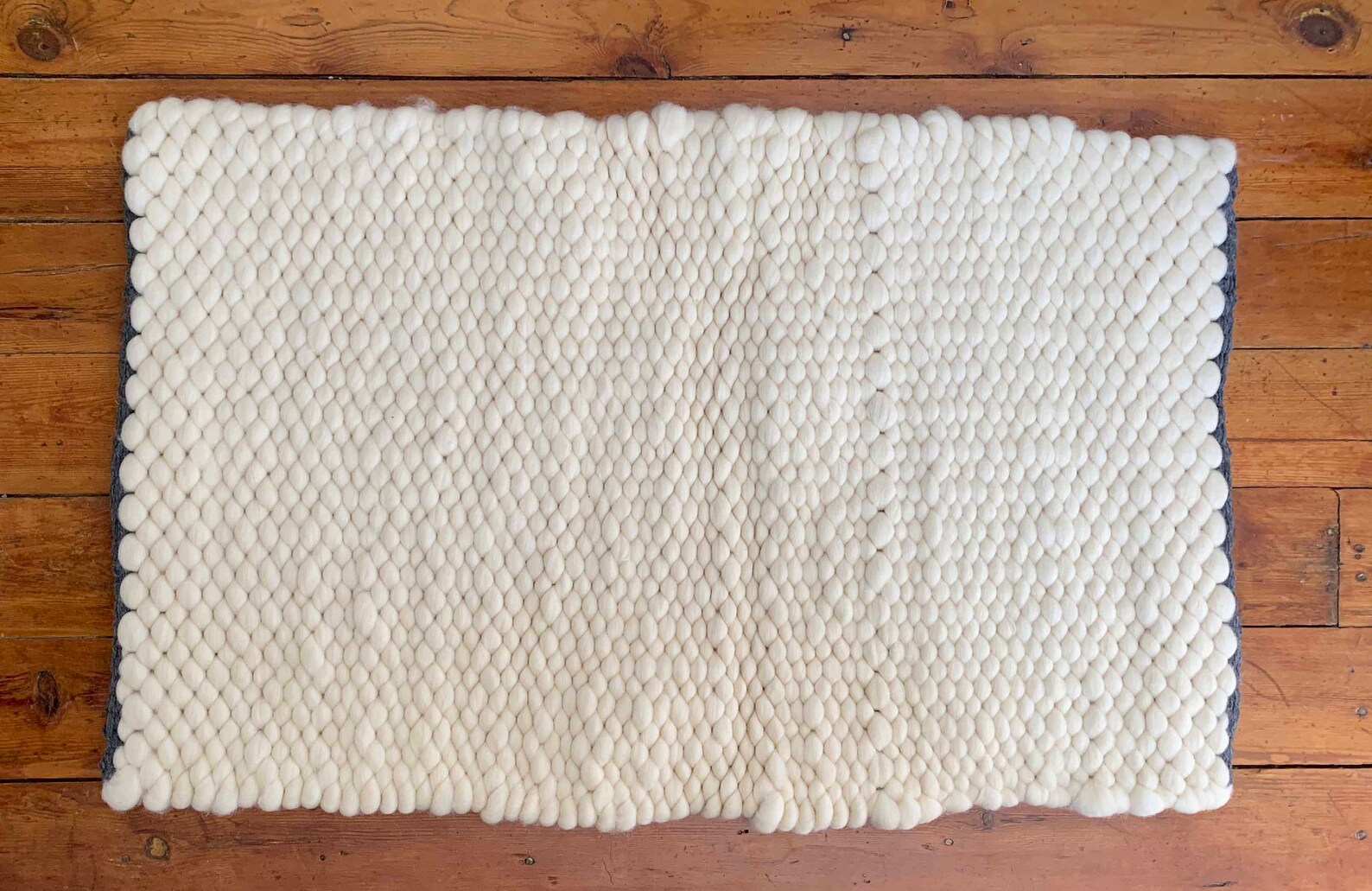 Ivory Bulky Hand Woven Wool Roving Rug Runner Cozy Bedside Etsy