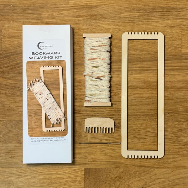 Bookmark Weaving loom Kit- wood- Natural