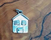 House charm, sterling silver, sweet, whimsy, whimsical, cute, handmade, Windows, door, roof, small charm, house warming, new home