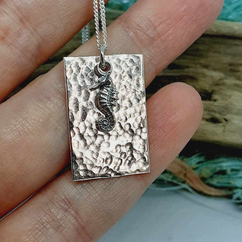 Seahorse necklace  sterling silver seaside pendant seaside image 1