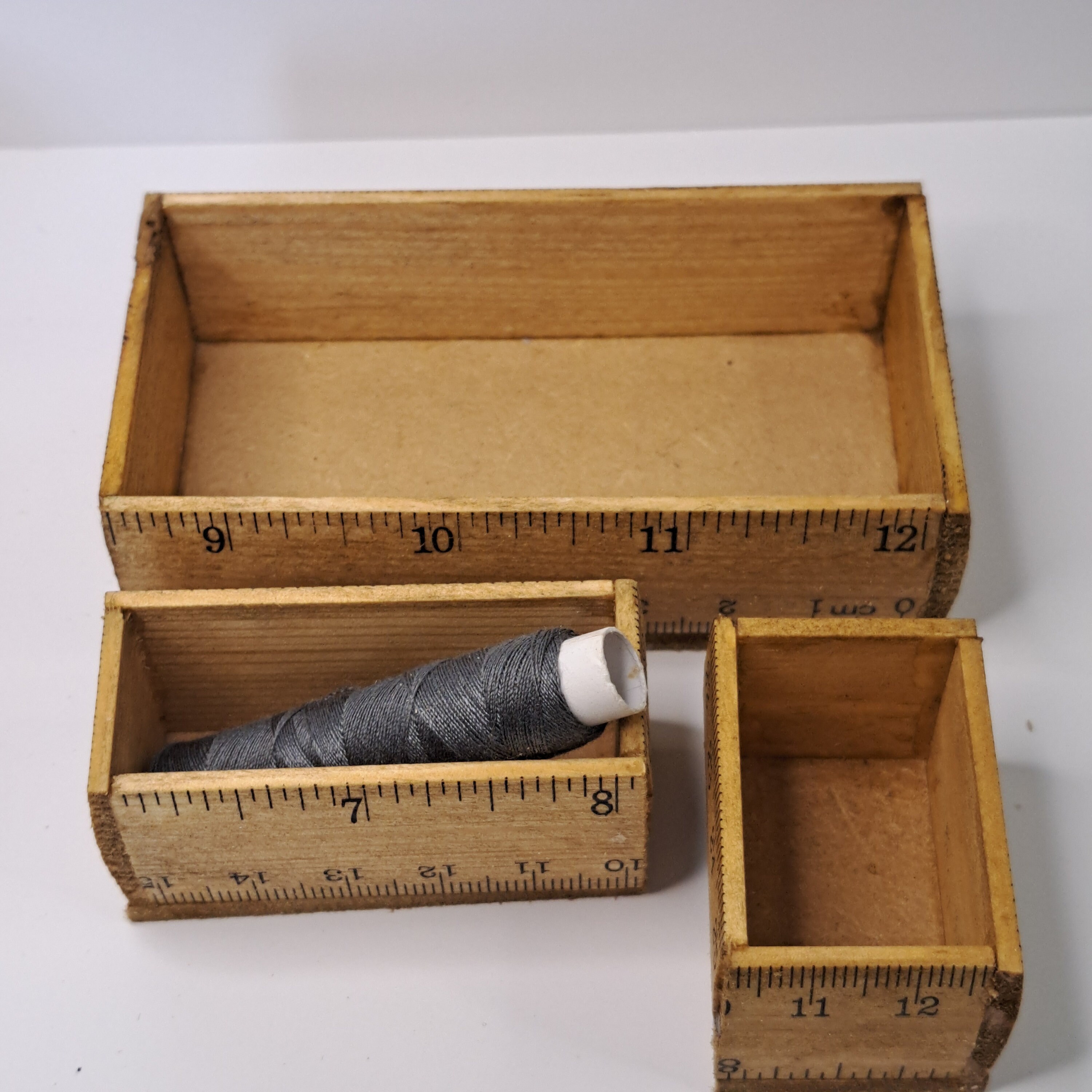 Miniature Wooden School Ruler Boxes, Cute Sets of Boxes, Wooden ...