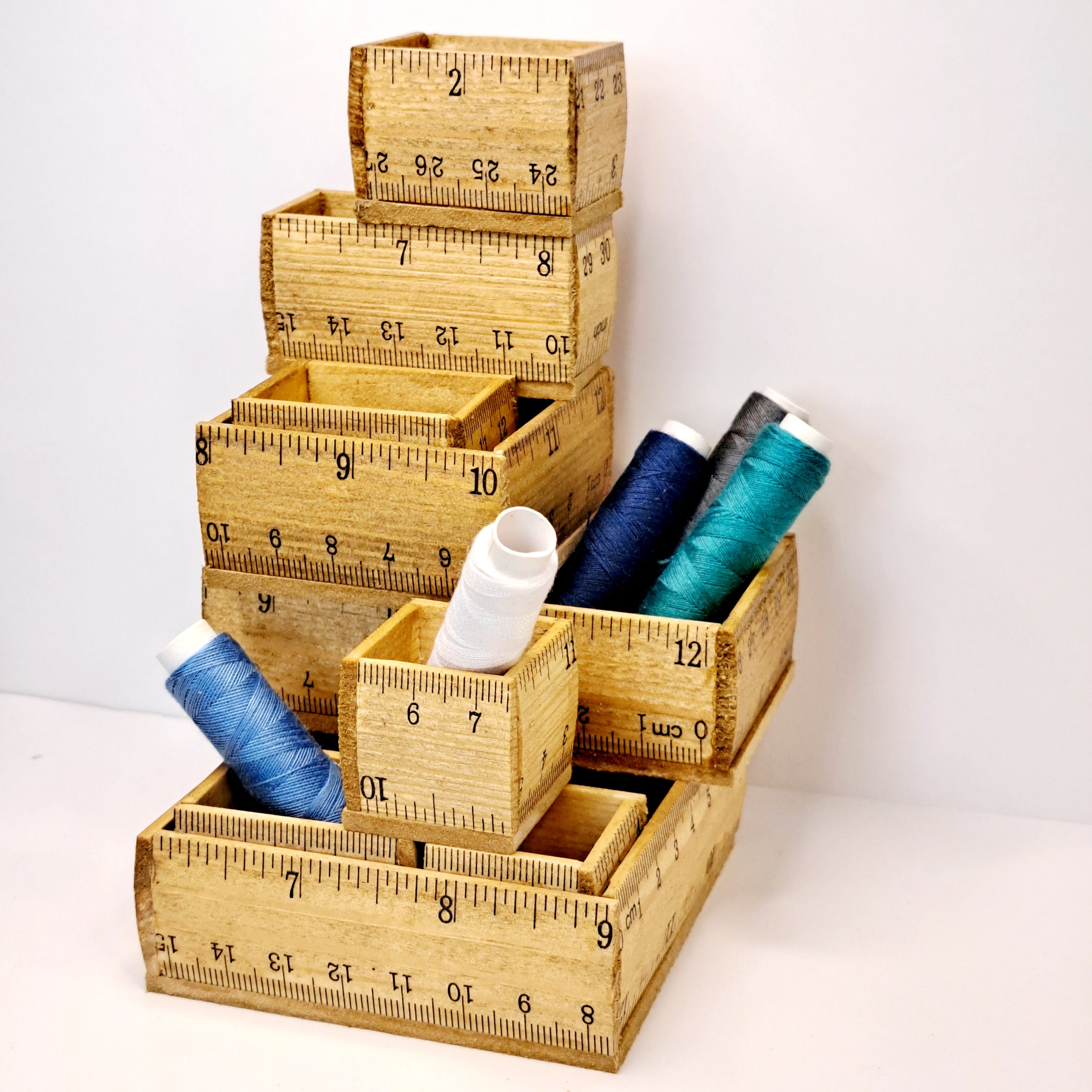 Miniature Wooden School Ruler Boxes, Cute Sets of Boxes, Wooden ...