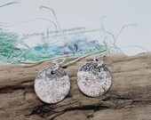 Sea spray coral pink/peach earrings, silver wires and aluminium, dainty dangles, peach and white earrings, silver and white jewellery