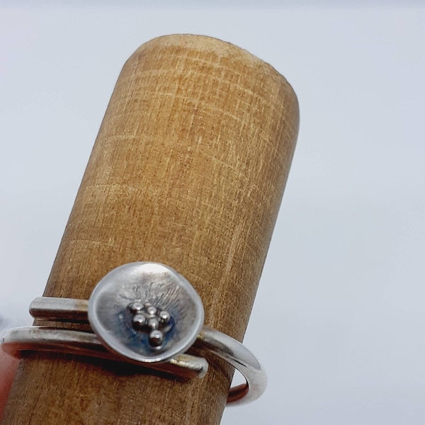 Adjustable Sterling Silver Floral Ring: Handmade Eco Silver Statement