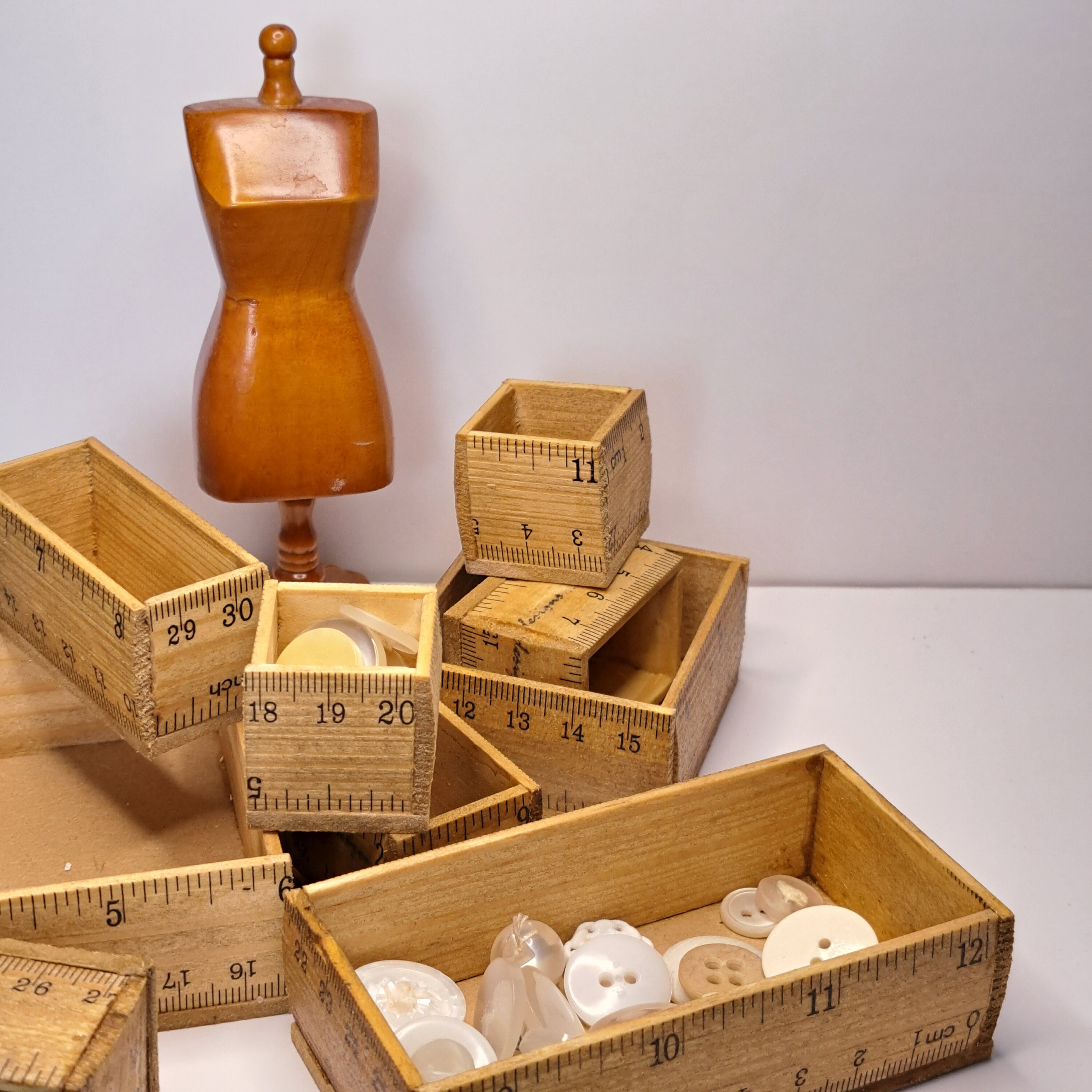 Miniature Wooden School Ruler Boxes, Cute Sets of Boxes, Wooden ...