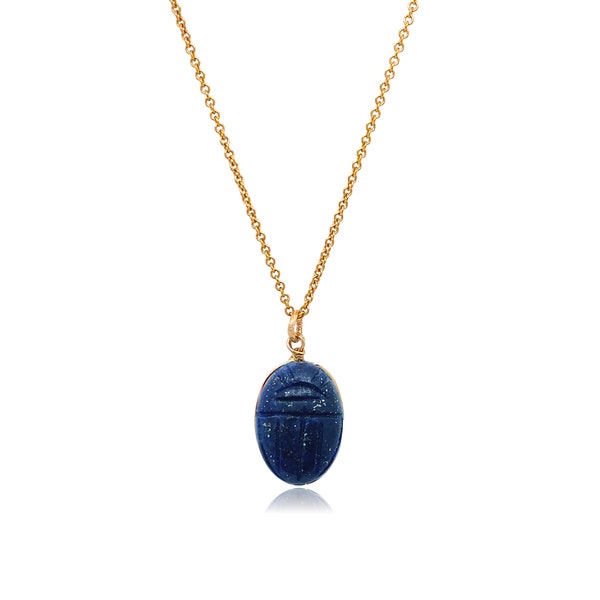 Blue Lapis lazuli pendant in Gold - Natural stone necklace