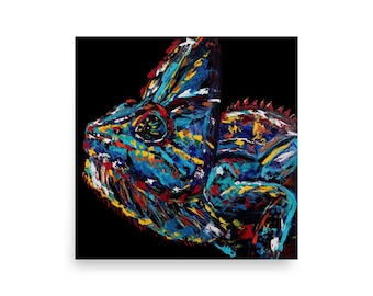 Colorful Chameleon Art Print | Jungle Goth Studios