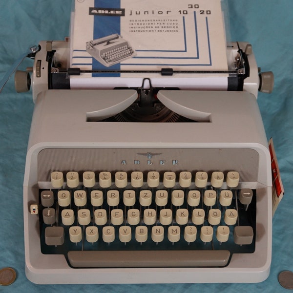 Vintage 1965 Adler Junior 1 Manual Typewriter - works great - safe shipping