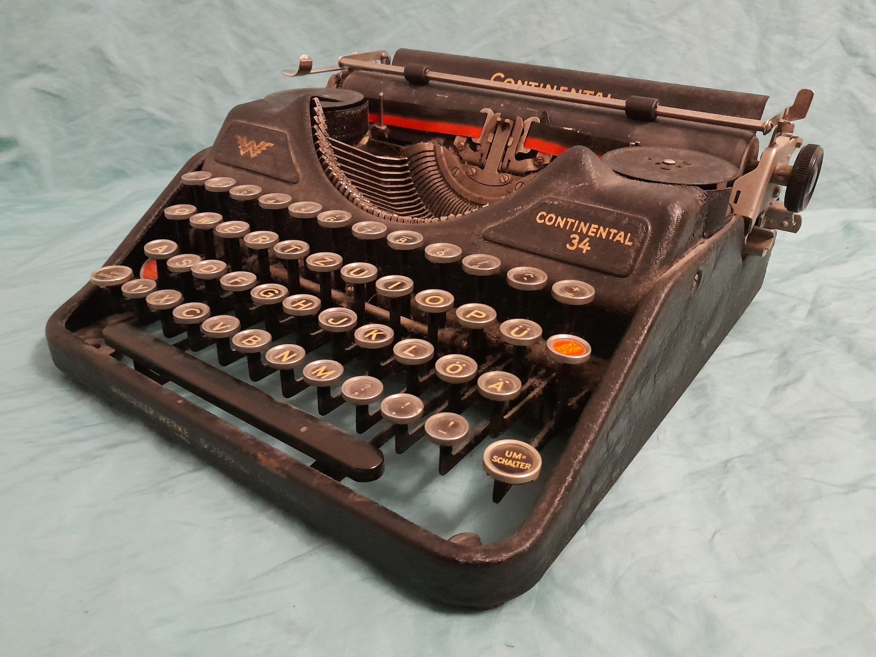 Antique 1930s Continental 34 Manual Typewriter Wanderer Werke WWII German