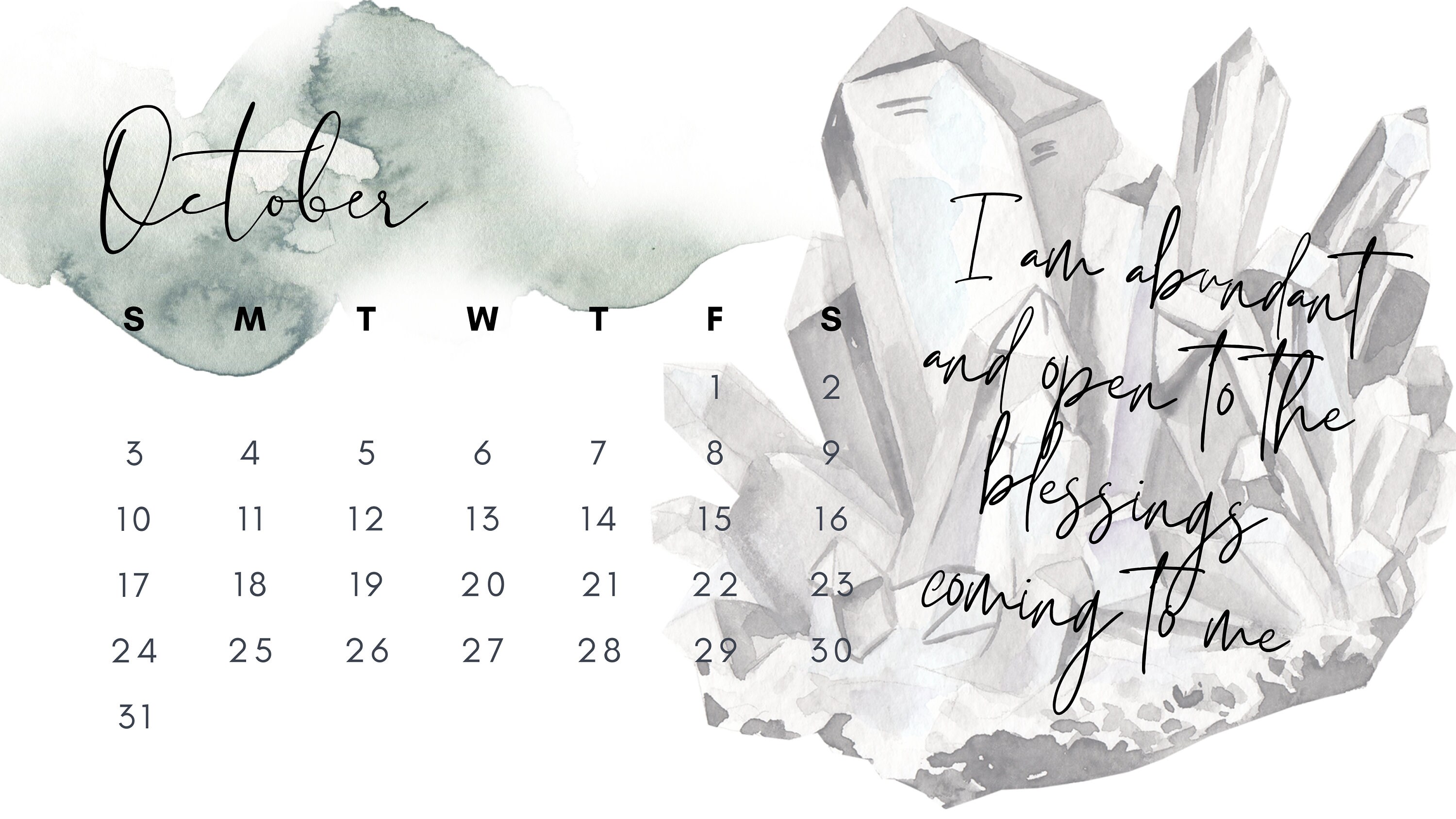2021 Watercolor Crystal Affirmation Calendar 6 Month | Etsy