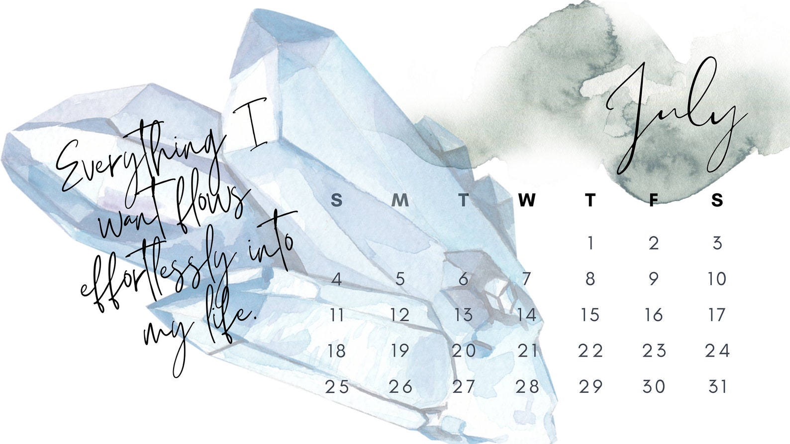 2021 Watercolor Crystal Affirmation Calendar 6 Month | Etsy