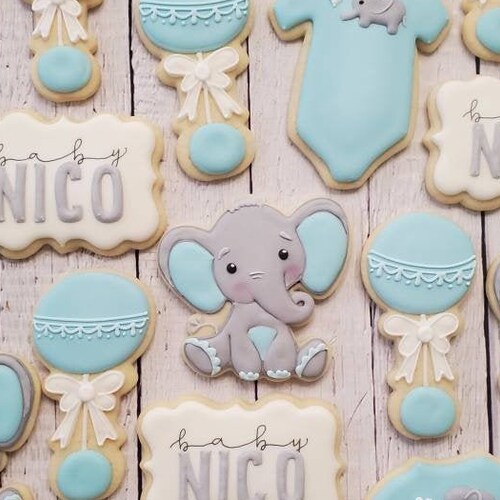 Elephant Baby Shower Sugar Cookies Etsy