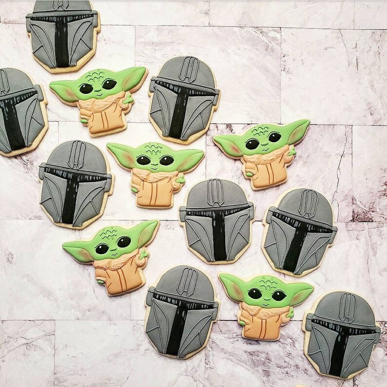 Baby Yoda and Mandalorian Cookies Etsy