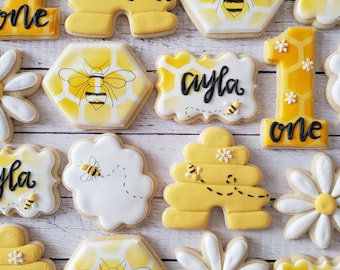 Bee Birthday Cookies: Honeycomb & Beehive Theme