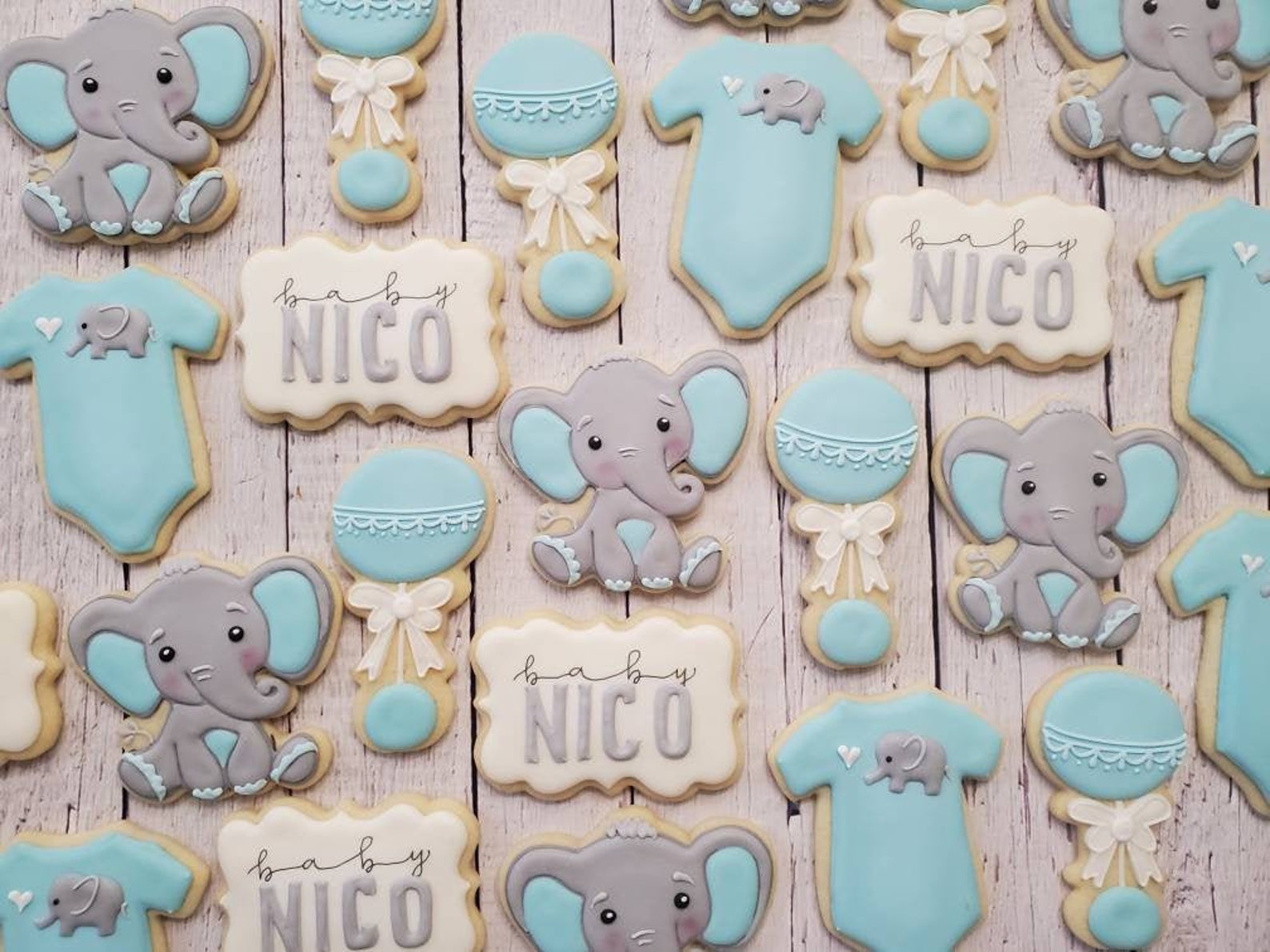 Baby Elephant Cookies Baby Shower Etsy