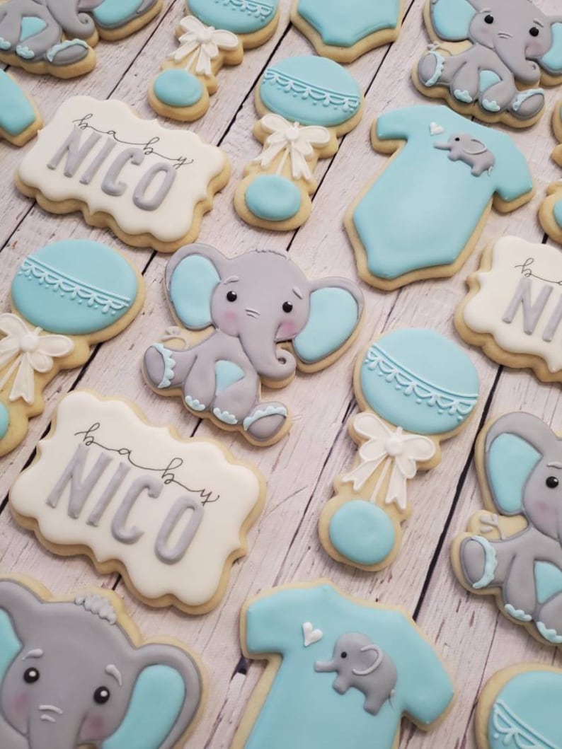 Baby Elephant Cookies Baby Shower Etsy