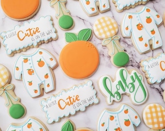 Baby Shower Cookies, Tangerine, A little cutie is on the way