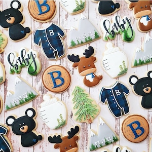 Lumberjack Baby Shower Cookies, Woodland, Mountain