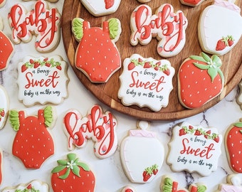 Strawberry Baby Shower Cookies