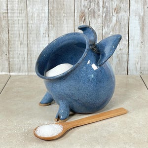 Ceramic Salt Pig, Pottery Salt Pig, Salt Cellar, Salt Container for Cooking, Decorative Salt Pig with Spoon, Salt Jar
