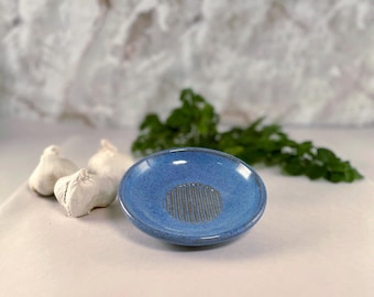 Handcrafted Ceramic Garlic Grater Rasp: Pottery Dipping Oil Dish
