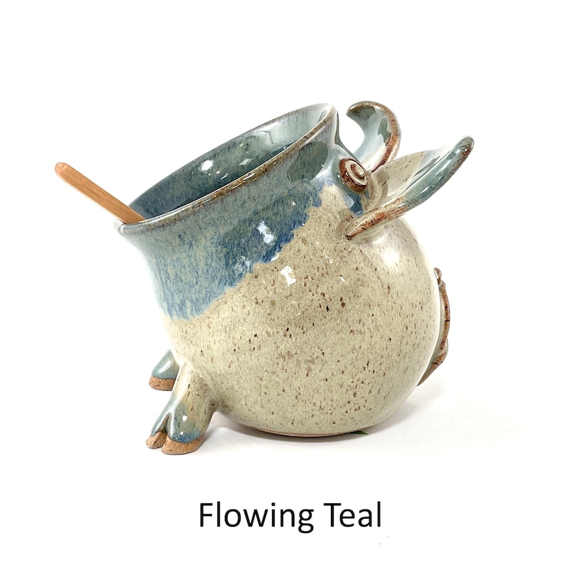A Flowing Teal Salt Pig