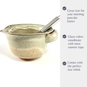 Tigela de cerâmica artesanal para massa com batedor, tigela para misturar na cozinha imagem 2