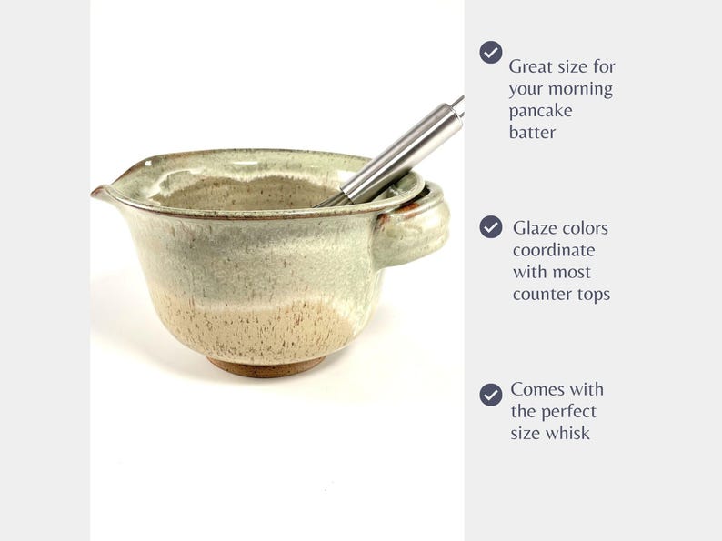 Tigela de cerâmica artesanal para massa com batedor, tigela para misturar na cozinha imagem 2