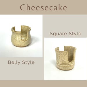 Showing both Belly and Square style Cup Dispensers / Sponge Holders in the color Cheesecake