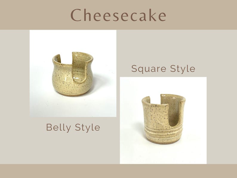 Showing both Belly and Square style Cup Dispensers / Sponge Holders in the color Cheesecake