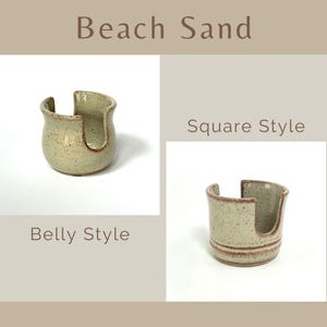 Showing both Belly and Square style Cup Dispensers / Sponge Holders in the color Beach Sand