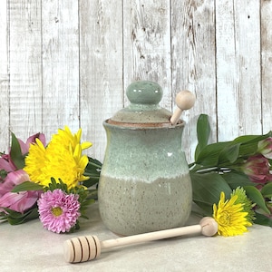Honey Jar, Ceramic Honey Pot, Honey Jar with Dipper