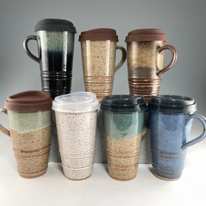 Large Travel Mug with Silicone Snap Lid, Handcrafted Travel Mug, Coffee Travel Mug, Tea Travel Mug, Custom Commuter Mug image 1
