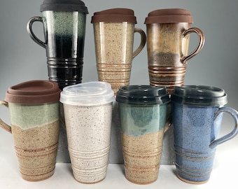 Large Travel Mug with Silicone Snap Lid, Handcrafted Travel Mug, Coffee Travel Mug, Tea Travel Mug, Custom Commuter Mug