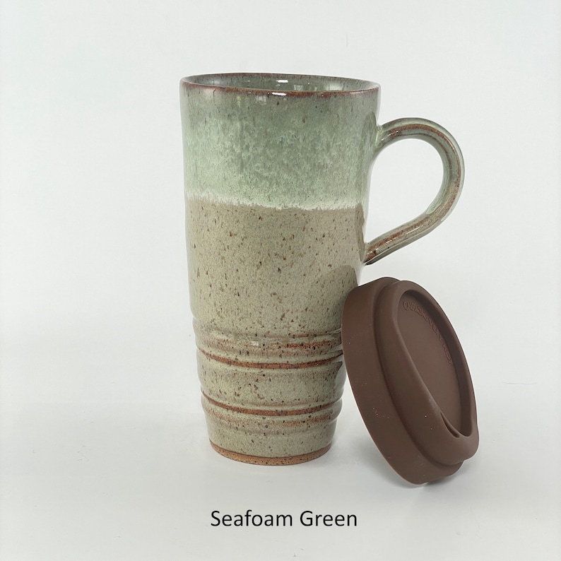A Seafoam Green Travel Mug with Lid