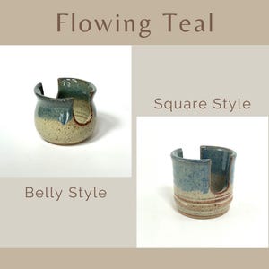 Showing both Belly and Square style Cup Dispensers / Sponge Holders in the color Flowing Teal