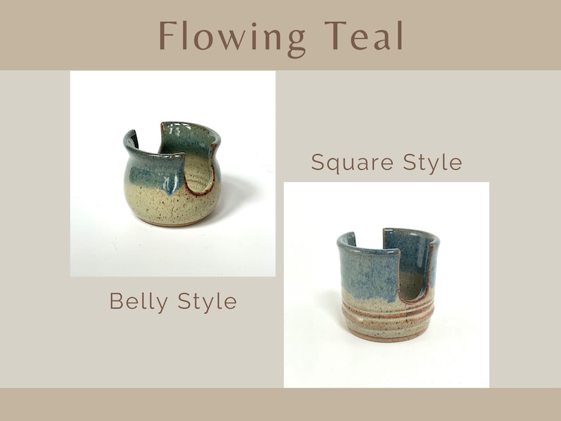 Showing both Belly and Square style Cup Dispensers / Sponge Holders in the color Flowing Teal