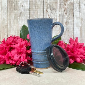 Travel Mug with Silicone Snap Lid, Handcrafted Commuter Mug