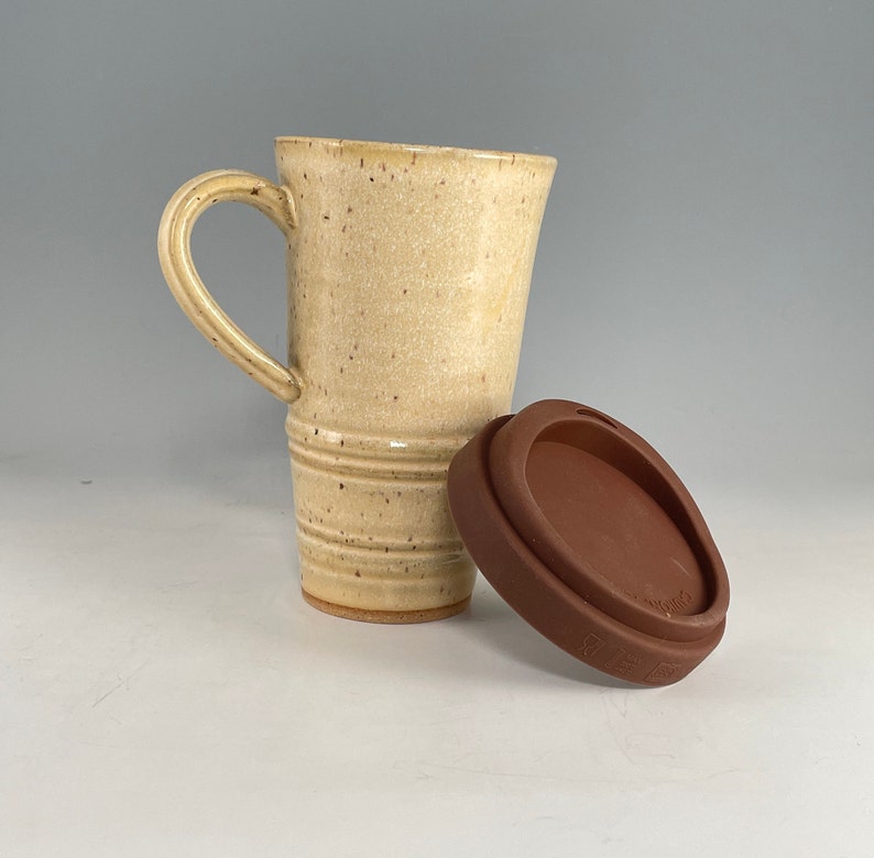 Large Travel Mug with Silicone Snap Lid, Handcrafted Travel Mug, Coffee Travel Mug, Tea Travel Mug, Custom Commuter Mug Cheesecake