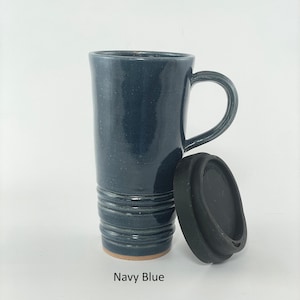 A Navy Blue Travel Mug with Lid