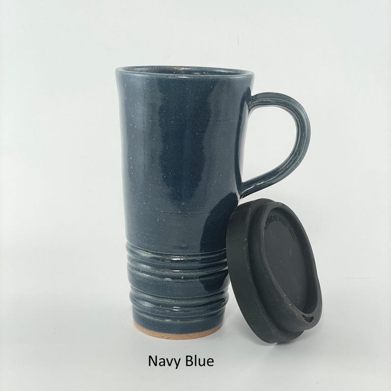 A Navy Blue Travel Mug with Lid
