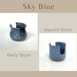 Showing both Belly and Square style Cup Dispensers / Sponge Holders in the color Sky Blue