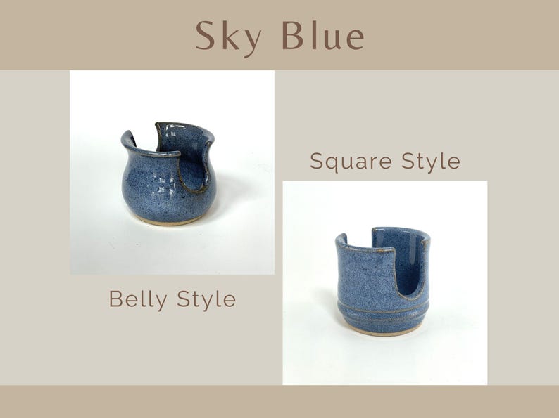 Showing both Belly and Square style Cup Dispensers / Sponge Holders in the color Sky Blue