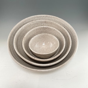 Nested Mixing Bowls, Nested Pottery Bowl Set of 4