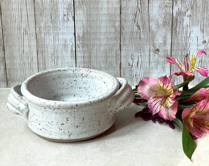 Handmade Ceramic Ramekin: 6-ounce Pottery Baking Dish with Handles